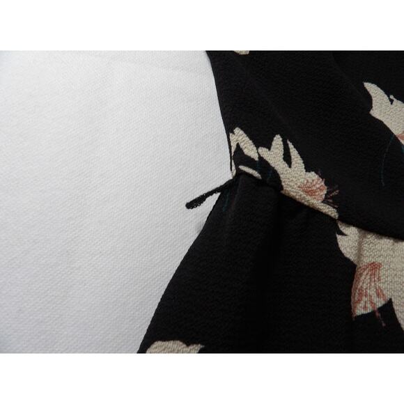 June & Hudson Dress Cold Shoulder Large Black Floral Midi Keyhole Sundress - Picture 12 of 15